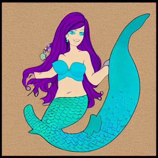 Prompt: a mermaid that has a bra in the style of kfad silvagunner