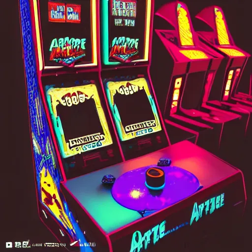 Image similar to 1990s arcade machine, octane render, unreal engine, digital art, Artstation, Trending on Artstation, Artstation HQ, Artstation HD, cgsociety, Pinterest, 8k , close up to the screen, wide angle, godrays, volumetric, reflections, cinematic, epic, coherent, 3D Render,