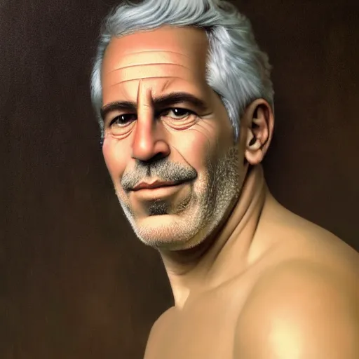 Image similar to A fantasy book style portrait painting of Jeffrey Epstein, François Boucher, Oil Painting, unreal 5, DAZ, hyperrealistic, octane render, Regal, Refined, Detailed Digital Art, RPG portrait, William-Adolphe Bouguereau, Michael Cheval, Walt Disney (1937), Volumetric Golden dappled dynamic lighting, Highly Detailed, Cinematic Lighting, Unreal Engine, 8k, HD