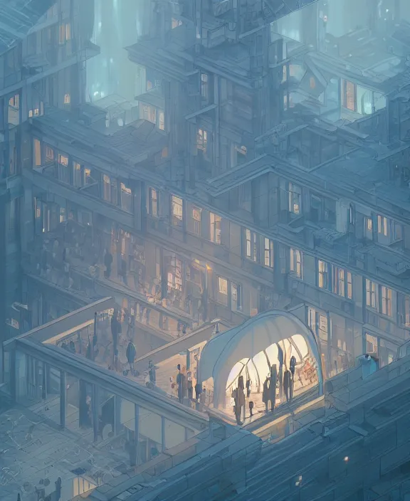 Prompt: an elegant, simple, streamlined building made of internal organs, crowds of people, by dan mumford, yusuke murata, makoto shinkai, ross tran, cosmic, heavenly, god rays, cinematic, unreal engine, cel shaded, featured on artstation, pixiv