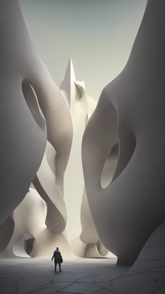 Image similar to the inside of a stone marble sculpture monument by tim blandin and arthur haas and bruce pennington and john schoenherr, architecture by zaha hadid, octane render, warm colour scheme, white, cinematic, scenery, cgsociety, modernism, futuristic, artstation, high detail, high quality, close up angle, people walking