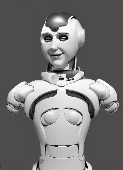 Image similar to portrait of a futuristic blanco ceramic Spanish prince grinning humanoid robot with a handsome face and muscular body reclining, macho, piroca, dotado, guapo, matte surface, trending on cgsociety