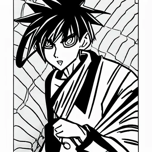 Seto Kaiba coloring book page, black and white Stable Diffusion OpenArt