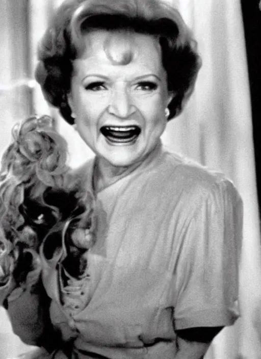 Prompt: a grainy low resolution film photo of Betty White