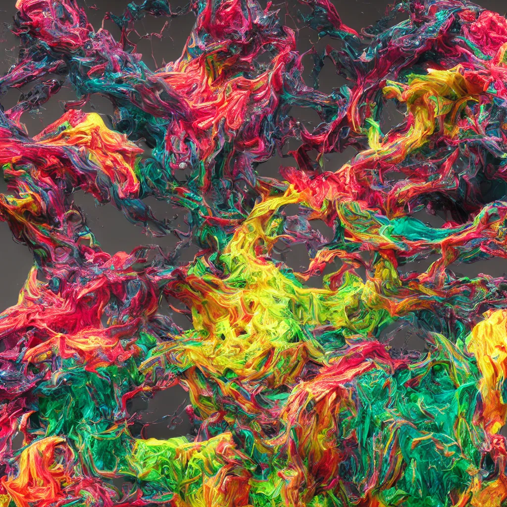 Image similar to painful pleasures by lynda benglis, octane render, colorful, 4 k, 8 k