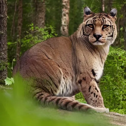 Prompt: big cat sitting in forest