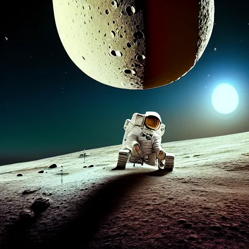 Image similar to professional photo of astronaut riding a snail on the moon, hyperrealistic masterpiece, trending on artstation, cgsociety, kodakchrome, golden ratio, cinematic, composition, beautiful lighting, hyper detailed, sharp focus, octane render, 4 k, unreal engine