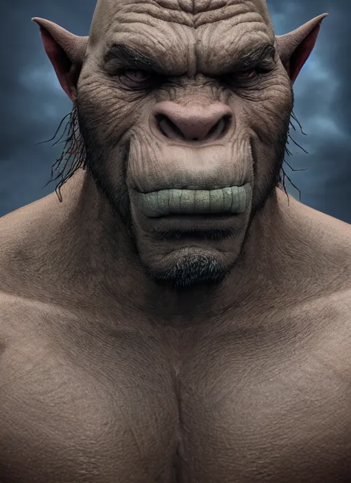 Image similar to portrait of a Giant Orc in the style of stefan kostic, flickr, realistic photo, sharp focus, 8k high definition, insanely detailed, intricate, elegant