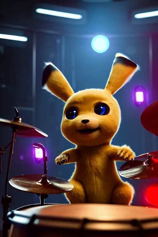 Prompt: high quality 3 d render very cute cyborg labrador plays drums, 3 heads, cyberpunk highly detailed, unreal engine cinematic smooth, in the style of blade runner & detective pikachu, hannah yata charlie immer, moody light, low angle, uhd 8 k, sharp focus