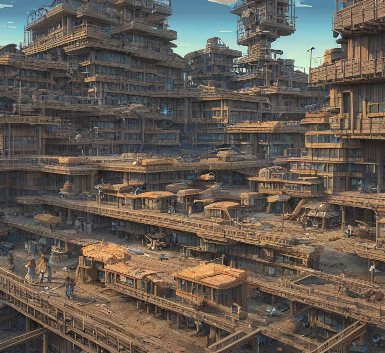 Image similar to hyperrealism photography hyperrealism concept art of highly detailed beavers builders that building highly detailed futuristic city by wes anderson and hasui kawase and scott listfield sci - fi style hyperrealism rendered in blender and octane render volumetric natural light