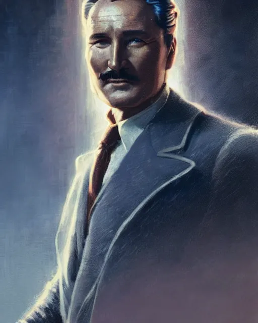 Prompt: Errol Flynn as a scientist. 1980s dystopian Soviet Russia, propaganda screens. Unreal engine, fantasy art by Greg Rutkowski. Faithfully depicted facial expression, perfect anatomy global illumination, radiant light, detailed and intricate environment