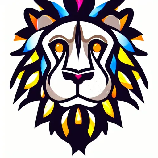 Image similar to a happy lion, Cartoonist, Anthropomorphic, portrait, highly detailed, colorful, illustration, smooth and clean vector curves, no jagged lines, vector art, smooth