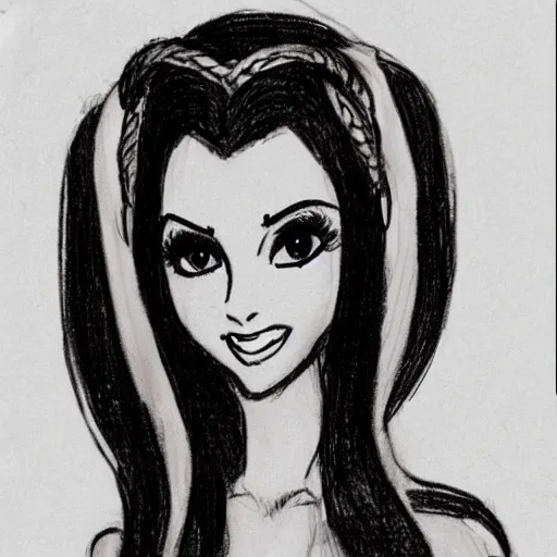 Image similar to milt kahl sketch of victoria justice with tendrils hair style as princess padme from star wars episode 3