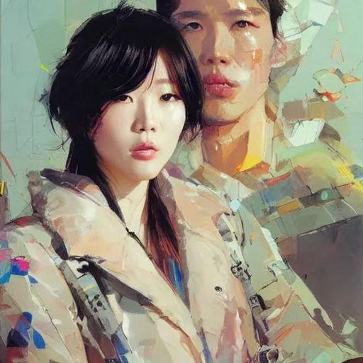 Prompt: lee jin - eun by john berkey and james jean, rule of thirds, seductive look, beautiful, in intergalactic hq
