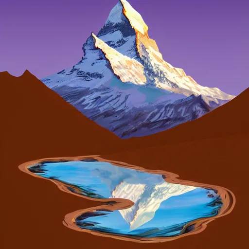 Image similar to mountain matterhorn made in bacon, digital art