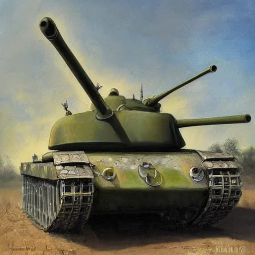 Prompt: a beautiful complex painting of a tank in the modern era