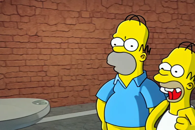 Image similar to Homer Simpson reacting to the crash of Bitcoin, CryEngine
