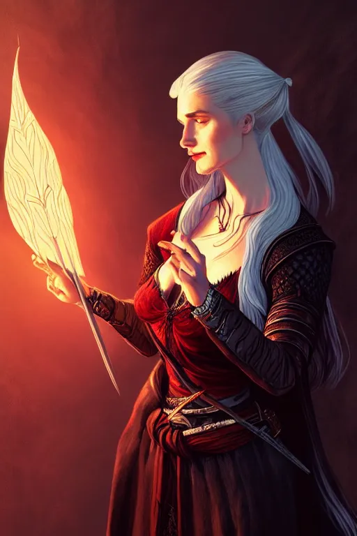 Prompt: Yennifer casting a spell, witcher, D&D, fantasy, masterpiece, medieval, life drawing, intricate, elegant, highly detailed, digital painting, artstation, concept art, smooth, sharp focus, master illustration, art monet and mucha