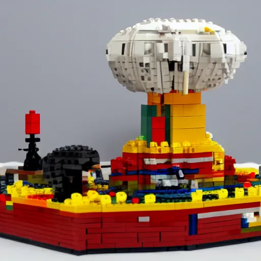 Prompt: nuclear explosion made of lego, 8 k,