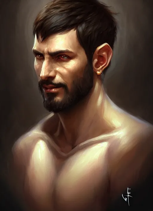 Image similar to a _ fantasy _ style _ portrait _ painting _ of light brown argentinian male short black hair defined chiseled facial features face big ears, rpg dnd oil _ painting _ unreal _ 5 _ daz. _ rpg _ portrait _ extremely _ detailed _ artgerm _ greg _ rutkowski _ greg