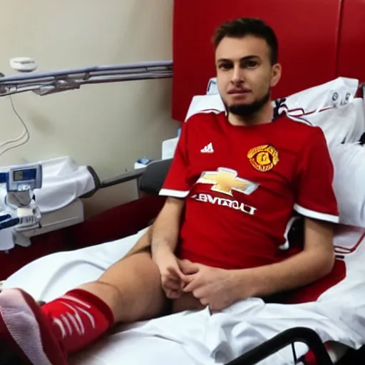 Image similar to Manchester United fan in the hospital