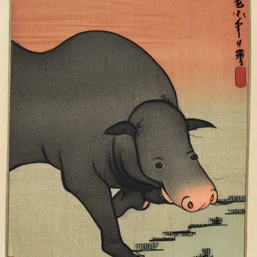 Image similar to ukiyo - e of a tapir in the oberlausitz