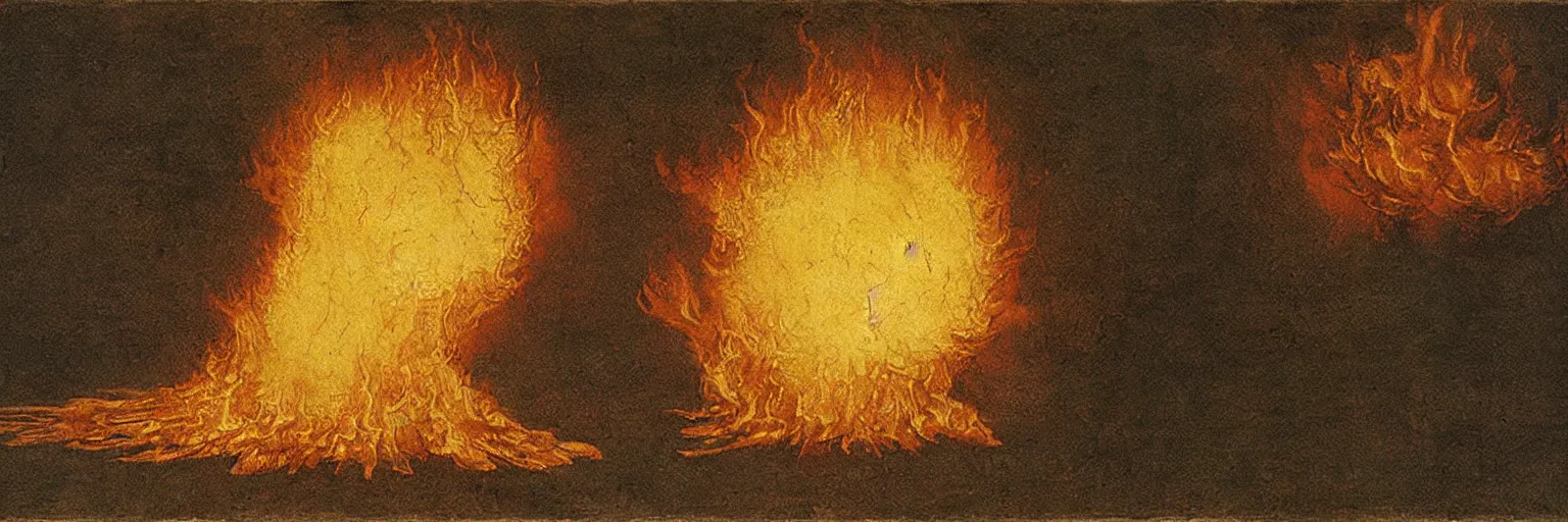 Prompt: the world burning on fire, painting by leonardo davinci