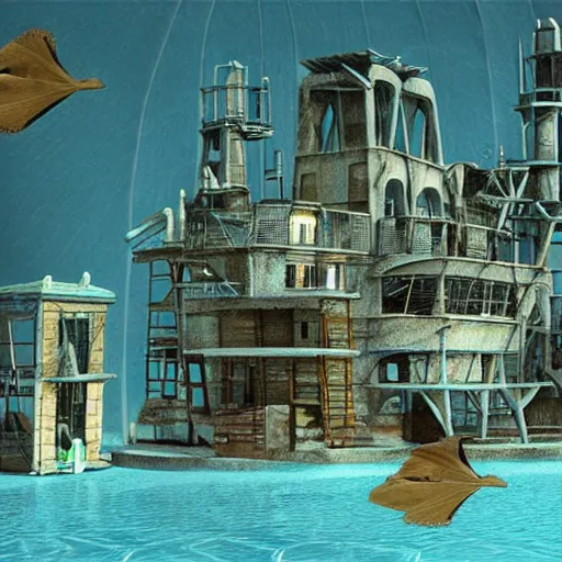 Image similar to underwater city 1 9 5 0 s realistic retro