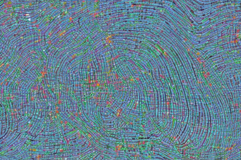 Image similar to closeup view of fjords made out of multiple overlays of simple clean scientific data visualized on top of each other, dots connected by straight lines, tall bar charts, plexus, thick squares and large arrows, waveforms on top of square charts, gaps and pauses, space molecules, radio signals, negative space