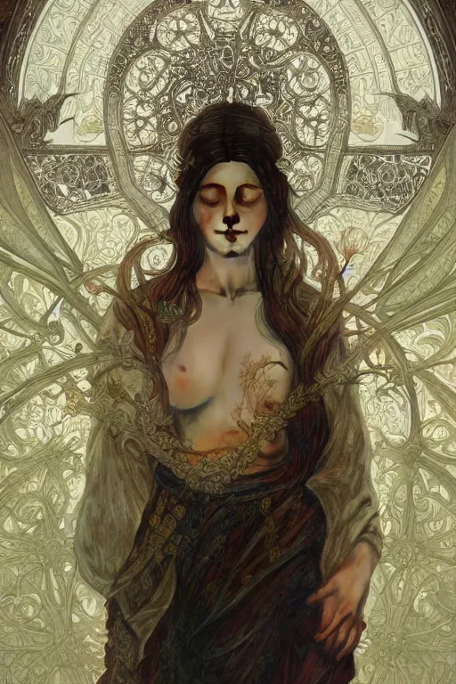 Prompt: a full body portrait of a beautiful ethereal delicate icelandic mage queen meditative sacral pose catholic stages of the cross, intricate, elegant, highly detailed, digital painting, artstation, concept art, smooth, sharp focus, illustration, art by krenz cushart and artem demura and alphonse mucha