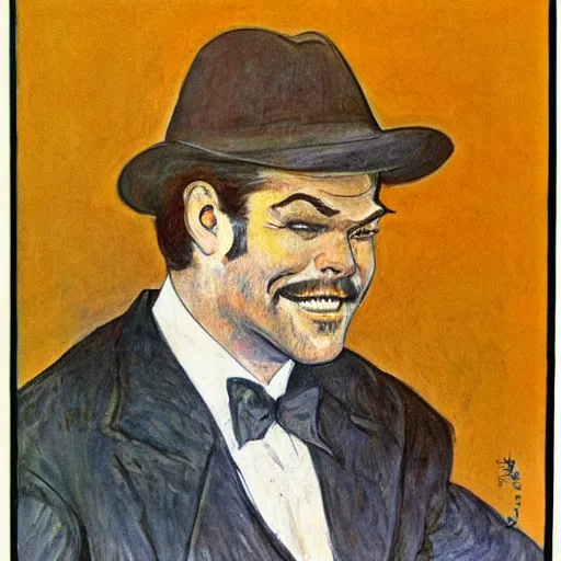 Image similar to young jack nicholson by toulouse - lautrec