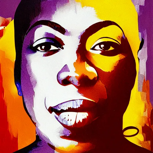 Prompt: portrait nina simone by petros afshar, hyper real, leng jun and singer sargent