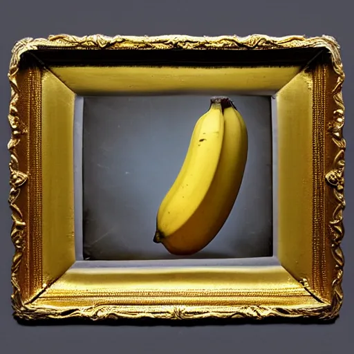 Prompt: photorealistic daguerreotype of worlds largest banana on stage in the year 1829