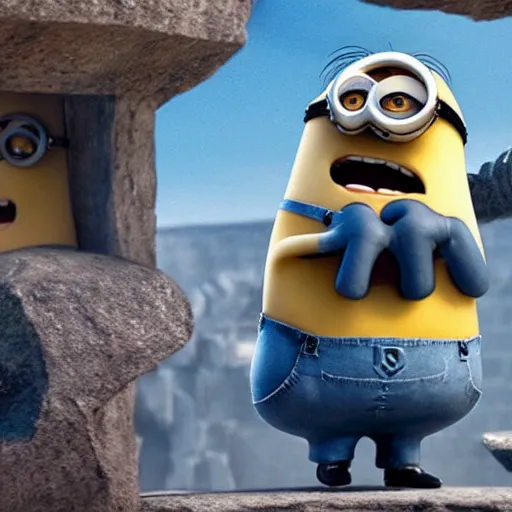 Prompt: the rock in minions, cartoon, detailed, cinematography