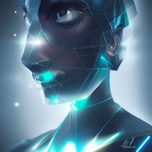 Image similar to symmetry!! solid cube of light, hard edges, product render retro - futuristic poster scifi, lasers coming from eyes, chinese master, intricate, elegant, highly detailed, digital painting, artstation, concept art, smooth, sharp focus, illustration, dreamlike, art by artgerm