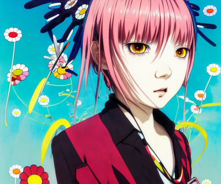 Prompt: takashi murakami, ilya kuvshinov illustration colorful anime portrait of reol sigma, murata range, fine detail, perfect anime face, dramatic lighting, dynamic composition, moody, vivid, fine stippled lighting, grain, art deco, cel shading, rich texture, yoshinari yoh, alphonse mucha, last exile