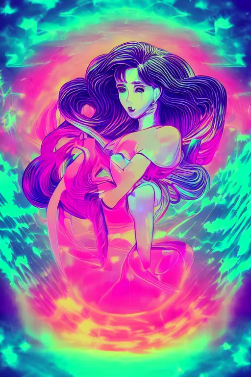 Prompt: retro vaporwave pastelpunk abstract sailormoon gradient synth wave cloud ripple visualizer