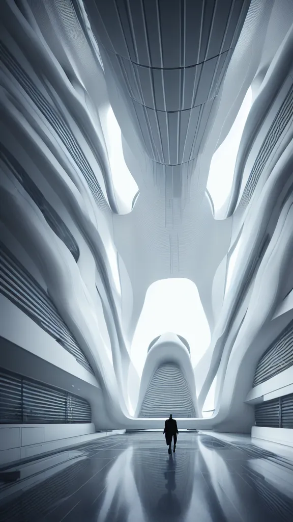 Image similar to the inside of a very tall building, big pods, big windows, octane render, warm colour scheme, white, cyberpunk architecture by zaha hadid, cinematic, scenery, unreal engine, render, cgsociety, modernism, futuristic, artstation, sci - fi, high detail, high quality, close up angle, people walking