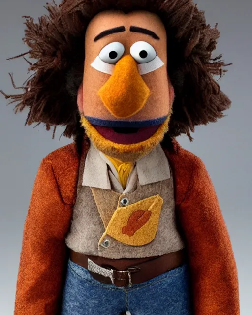 Image similar to dutch van der linde as a muppet. highly detailed felt. hyper real photo. 4 k.