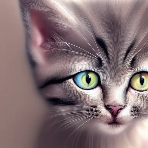 Prompt: a very cute kitten, pastel colours, digital art, extremely realistic and detailed 4k