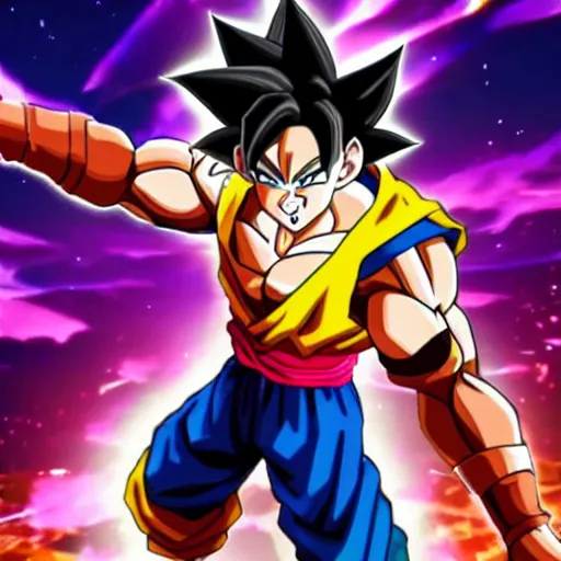 Image similar to still of goku from fortnite