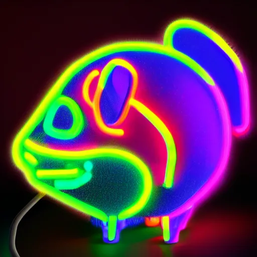 Image similar to cyberpunk rainbow hamster made of glowing neon lights, 8 k, hd