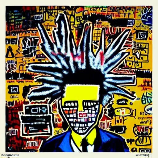 Image similar to “ crypto punk in the style of basquiat ”