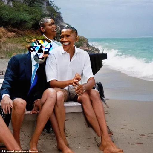 Image similar to nostalgic photographs from a summer that Donald Trump and Barack Obama spent vacationing together