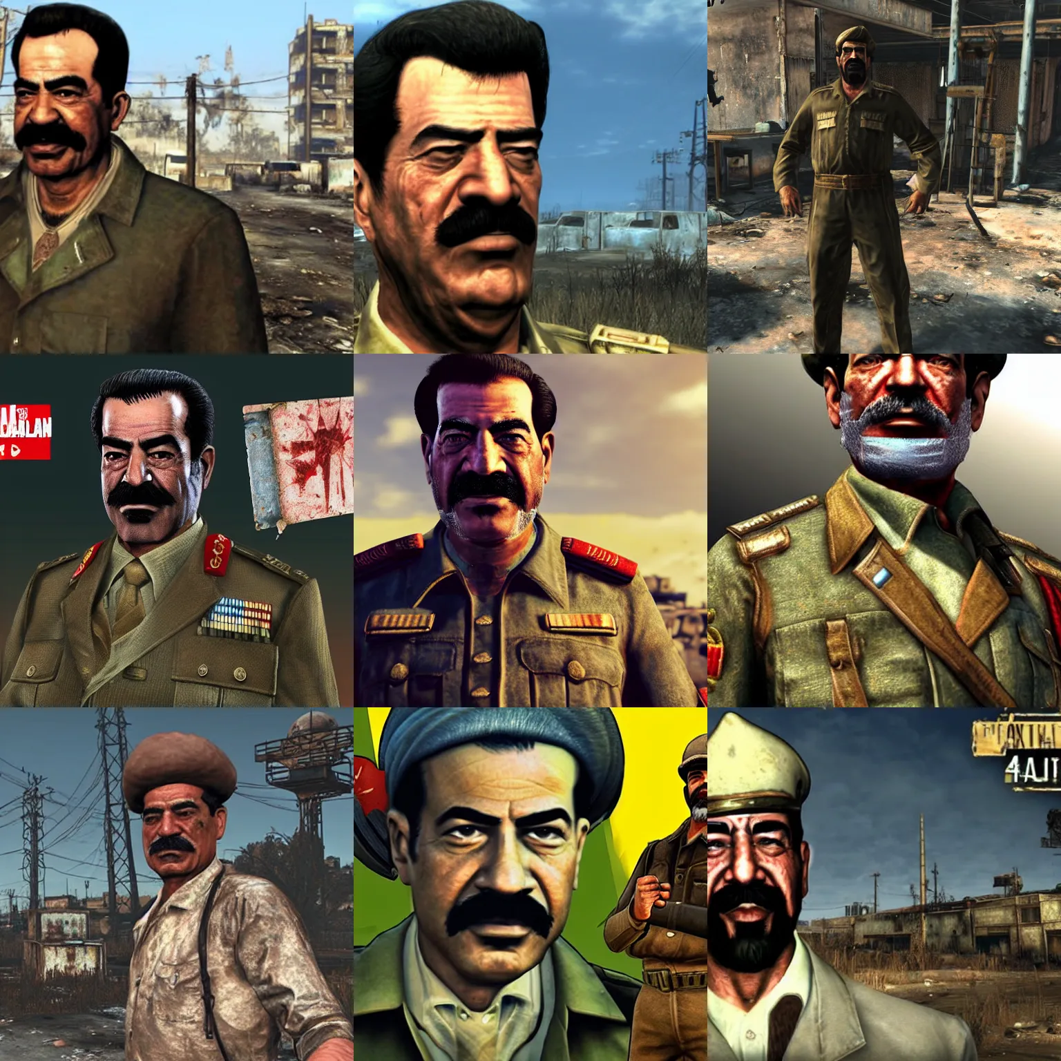 Prompt: saddam hussein in fallout 4