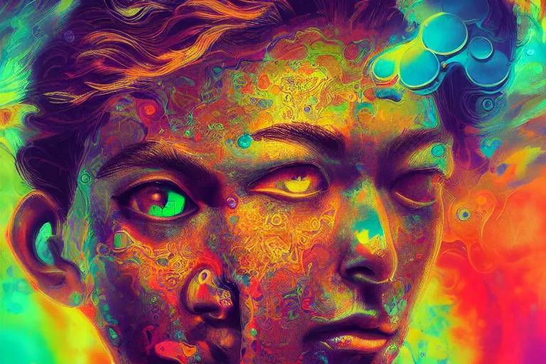 Image similar to third - eye visions, psychedelic art, artist interpretation, psychedelic interpretation, hallucinatory art, cgsociety contest winner, artstation hd, 4 k