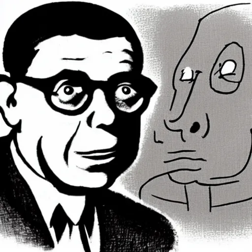 Image similar to cartoon sartre