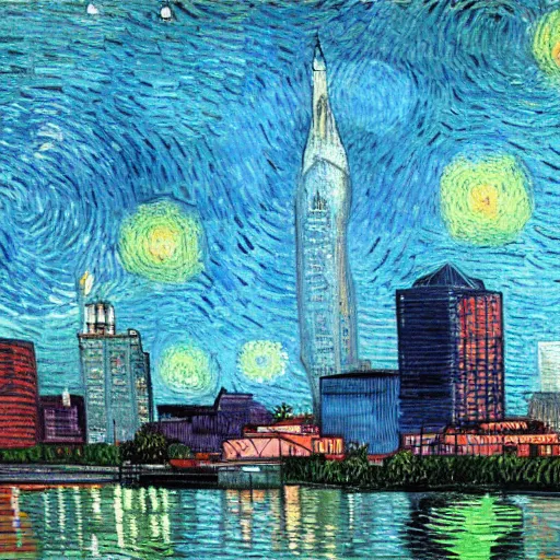 Image similar to downtown Tampa skyline by Van Gogh