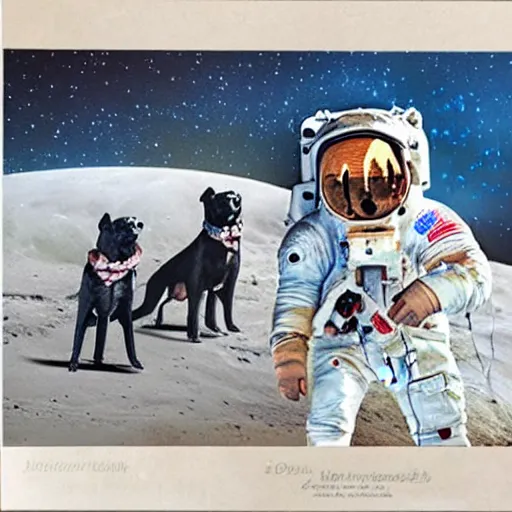 Prompt: dogs on the moon