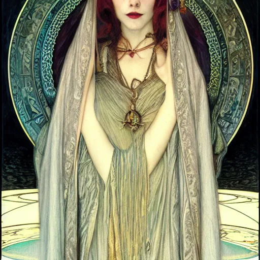 Image similar to portrait of a lady vampire, 35mm, 1920', depth of field, ominous, sharp, photorealistic, realistic, high definition, 8k, deviantart, donato giancola, irwin penn, Alphonse Mucha